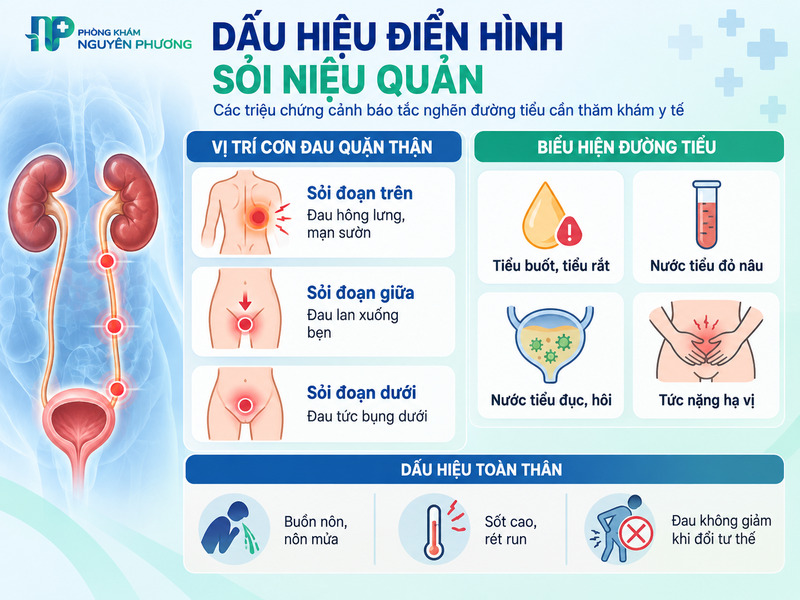 Đau quặn thắt lưng là triệu chứng sỏi niệu quản điển hình