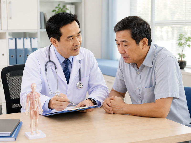 Bác sĩ thăm khám lâm sàng cho người bệnh có dấu hiệu mệt mỏi, sụt cân.
