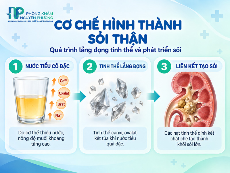 Cơ chế lắng đọng tinh thể dẫn đến hình thành sỏi thận