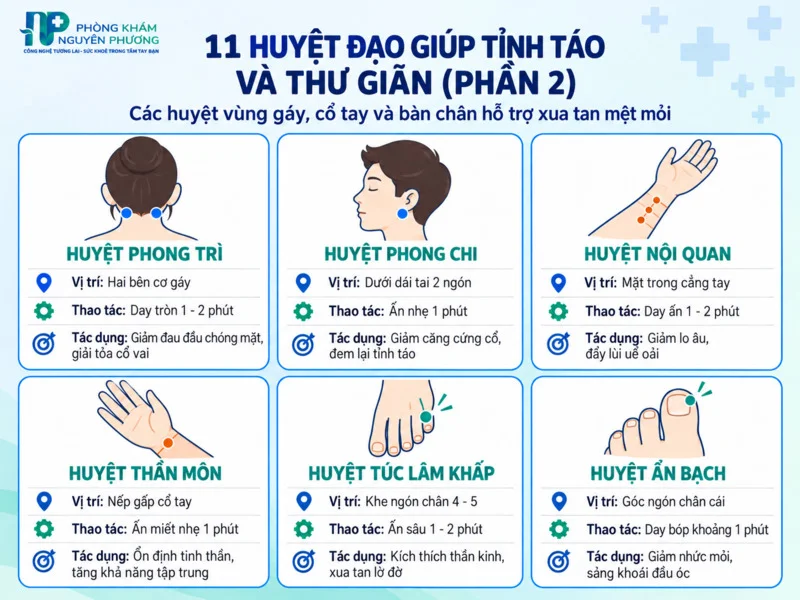 Vị trí các huyệt đạo quan trọng giúp xua tan cơn buồn ngủ (phần 2)