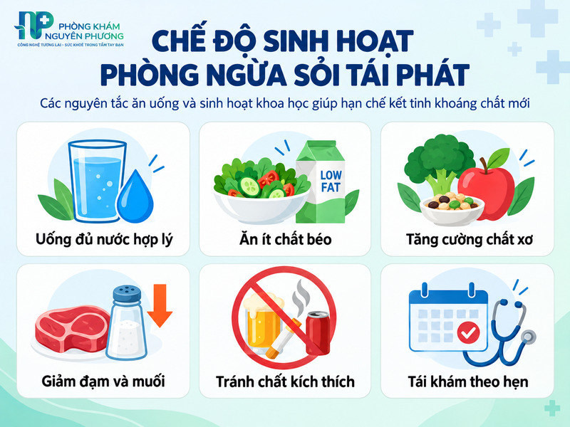 Các lưu ý trong sinh hoạt giúp phòng ngừa sỏi tái phát