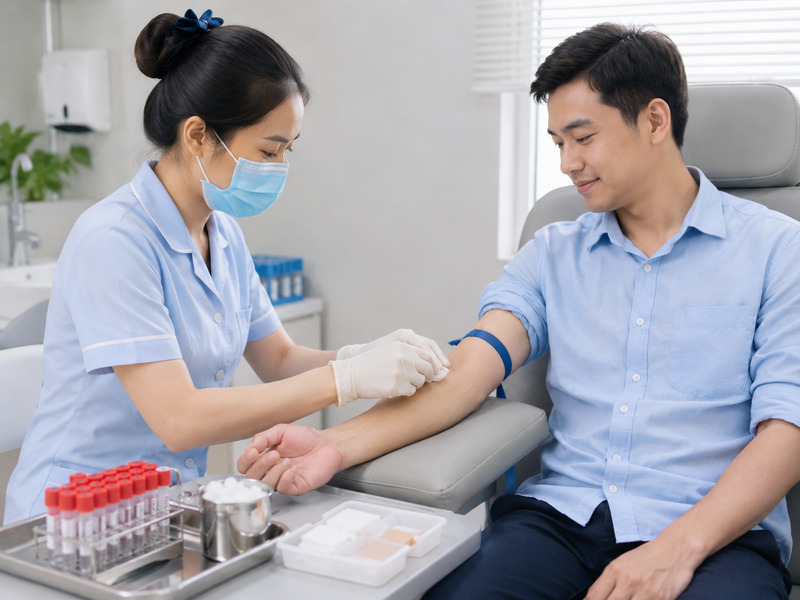 Quy trình lấy máu tĩnh mạch chuẩn quy khoa giúp định lượng chính xác chỉ số đường huyết.