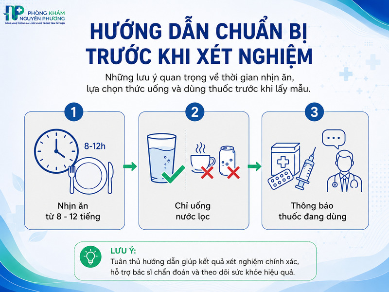 Các quy định về ăn uống và sinh hoạt giúp kết quả xét nghiệm đạt độ chính xác cao.