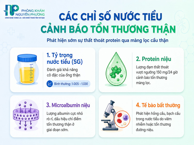 Các chỉ số nước tiểu cảnh báo sớm nguy cơ tổn thương cầu thận