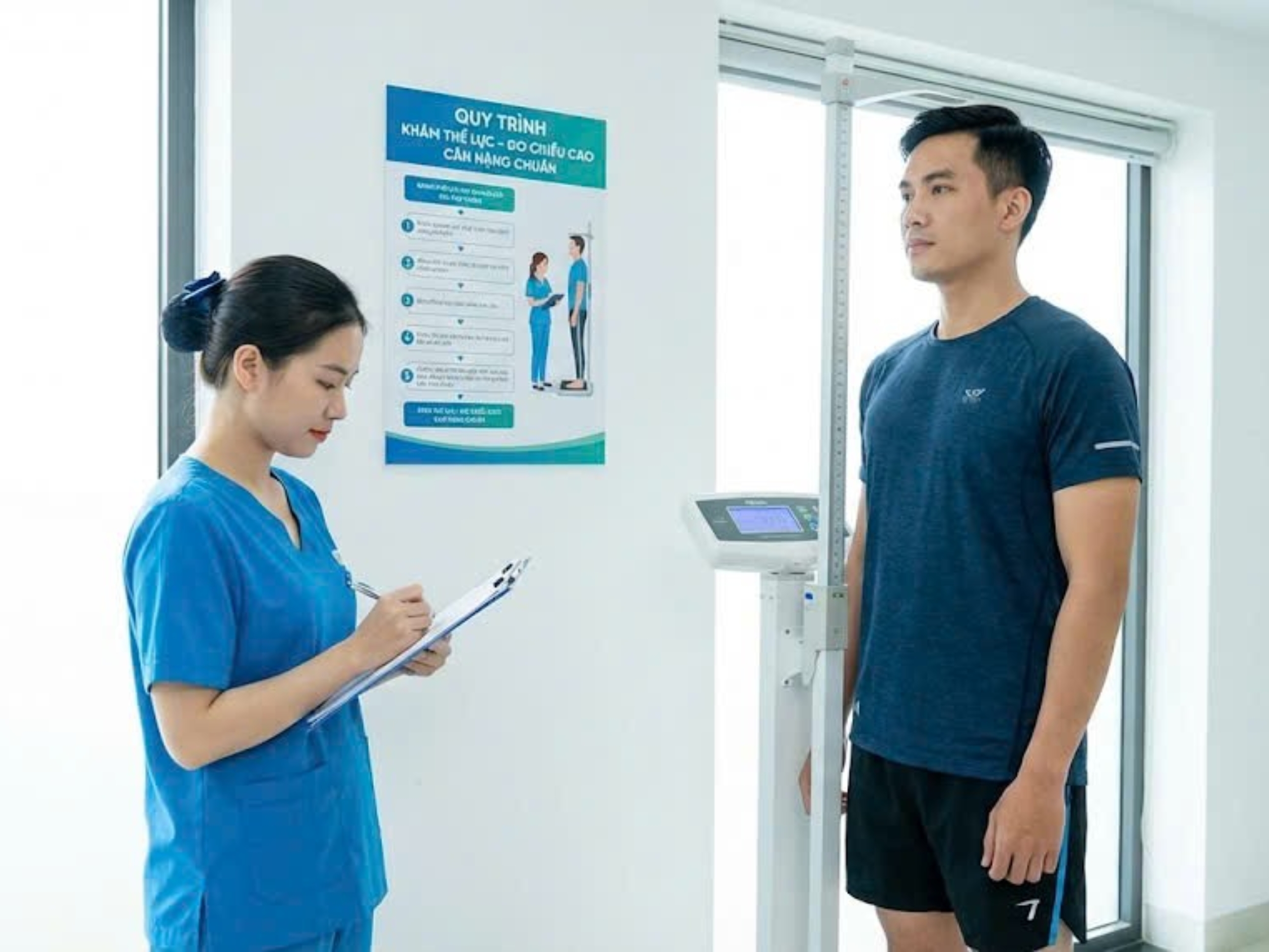 Người khám sẽ được đánh giá các chỉ số sức khỏe cơ bản như chiều cao