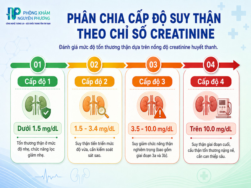 Phân loại các giai đoạn suy thận dựa trên chỉ số creatinine