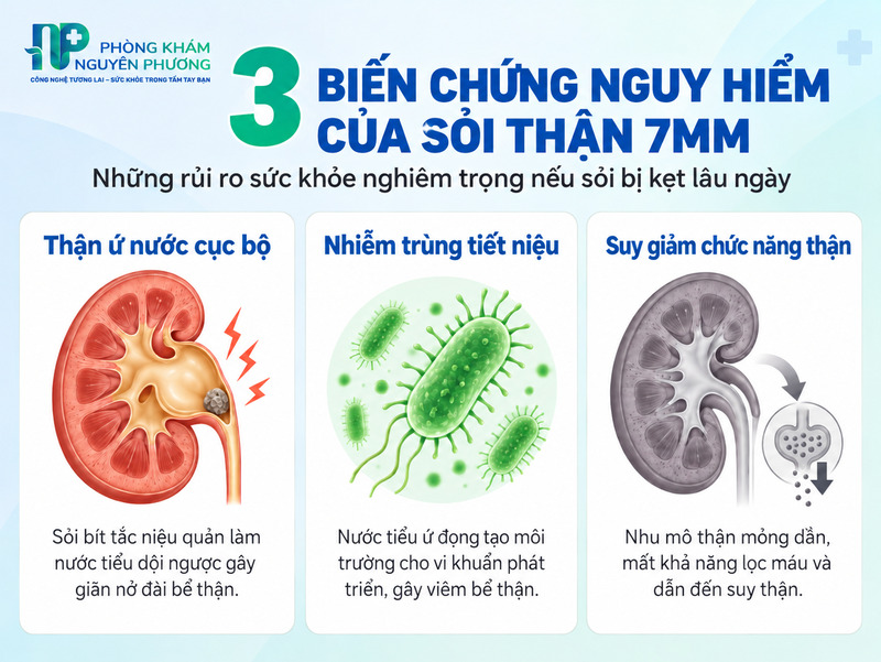 Những biến chứng nguy hiểm khi sỏi thận 7mm không được kiểm soát kịp thời