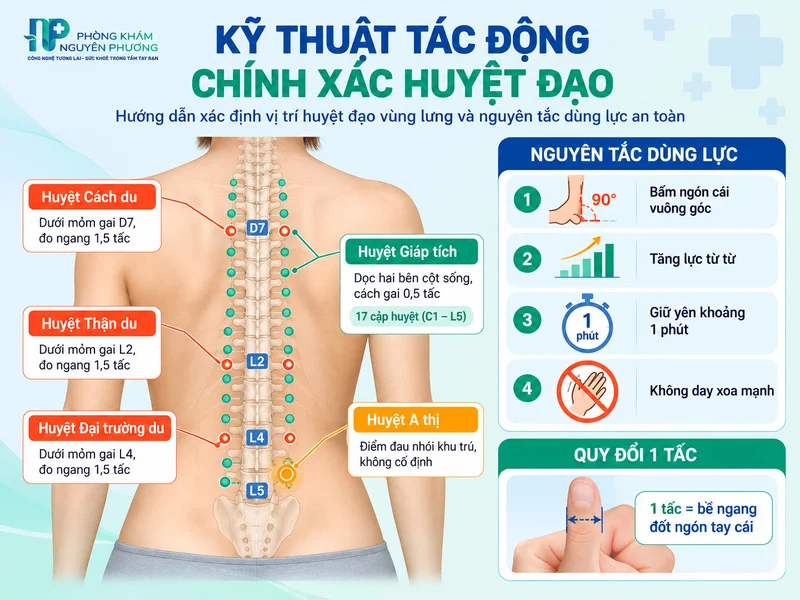 Vị trí các huyệt đạo chính trong liệu trình bấm huyệt