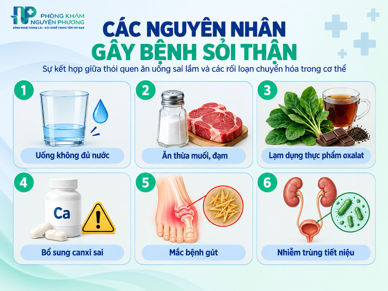 Những thói quen ăn uống sai lầm và bệnh lý nền gây sỏi