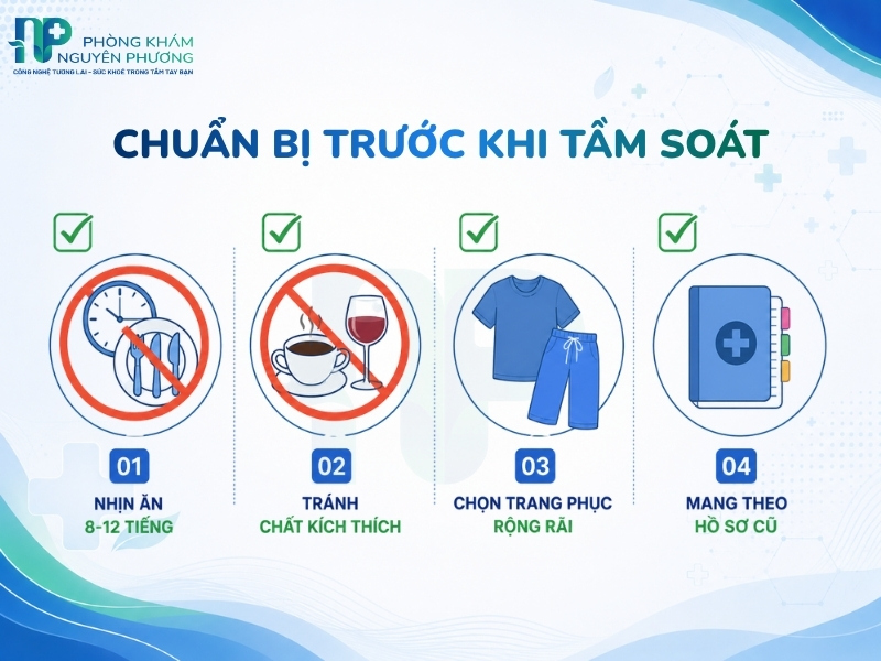 Những lưu ý quan trọng về ăn uống, trang phục giúp kết quả khám chính xác nhất.