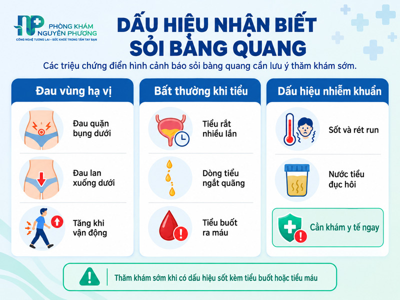 Dấu hiệu nhận biết nguy cơ mắc sỏi bàng quang