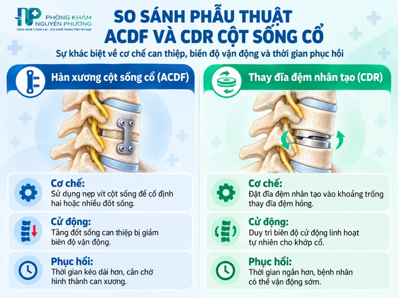 So sánh hai phương pháp phẫu thuật cột sống cổ ACDF và CDR