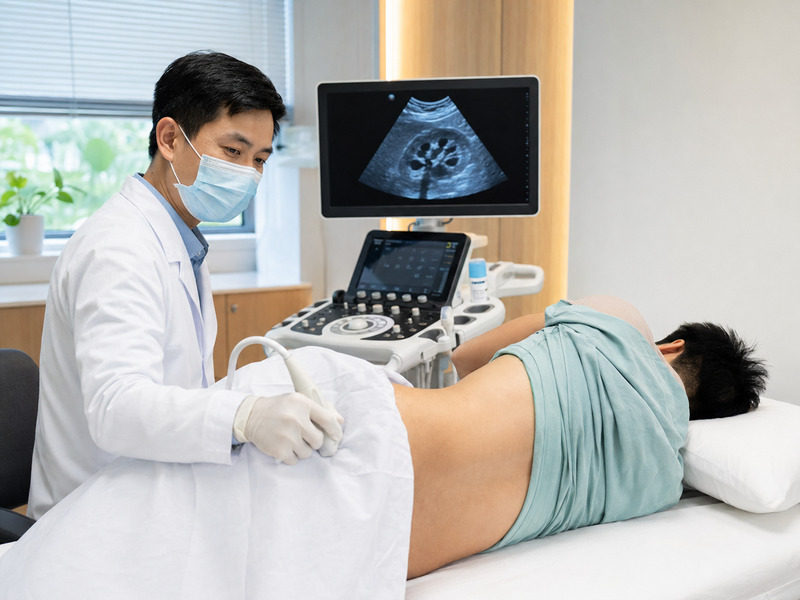 Bác sĩ thực hiện siêu âm kiểm tra hệ tiết niệu