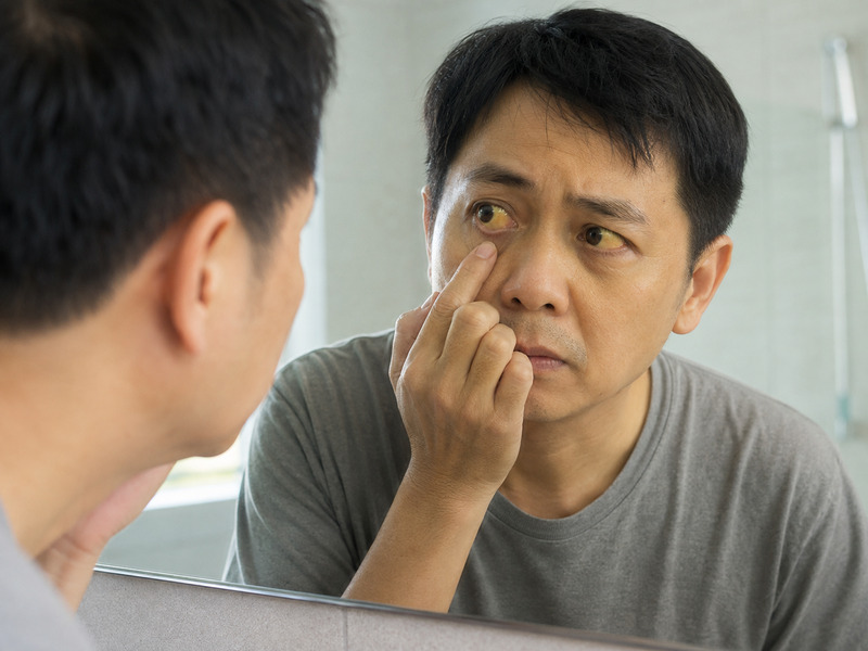 Tình trạng vàng mắt và vàng da là biểu hiện lâm sàng rõ rệt khi gan bị tổn thương nặng.