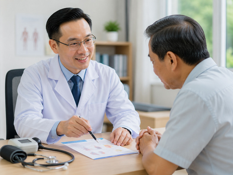 Bác sĩ trao đổi với người bệnh về các dấu hiệu bất thường của cơ thể