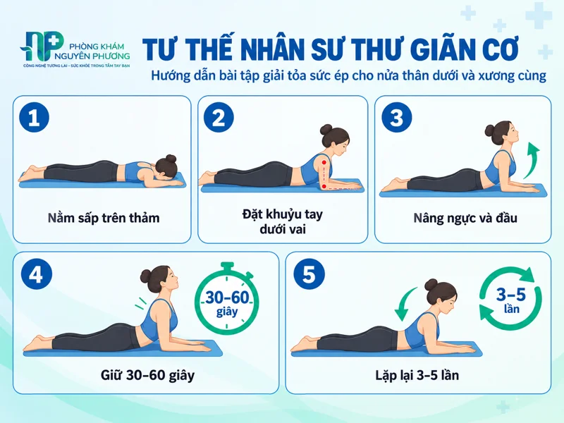 Hướng dẫn 5 bước thực hiện tư thế nhân sư thư giãn cơ