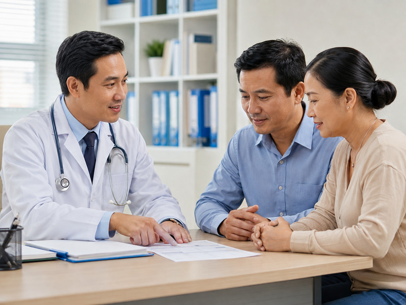 Bác sĩ tư vấn kết quả tầm soát gan cho khách hàng.