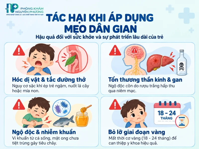 Những hậu quả nguy hại khi tự ý áp dụng mẹo dân gian cho trẻ