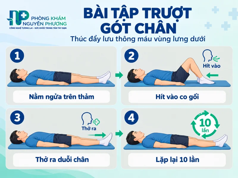 Hướng dẫn 4 bước thực hiện bài tập trượt gót chân