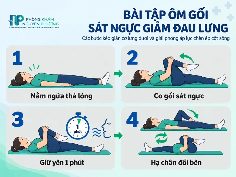 Hướng dẫn 4 bước thực hiện động tác ôm gối sát ngực