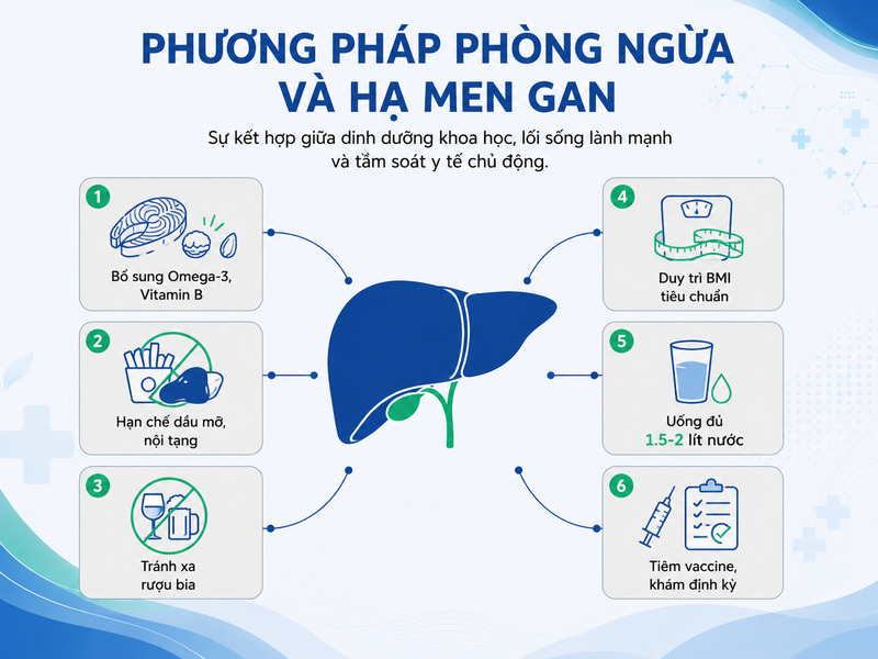 Hướng dẫn các phương pháp phòng ngừa và hạ men gan.
