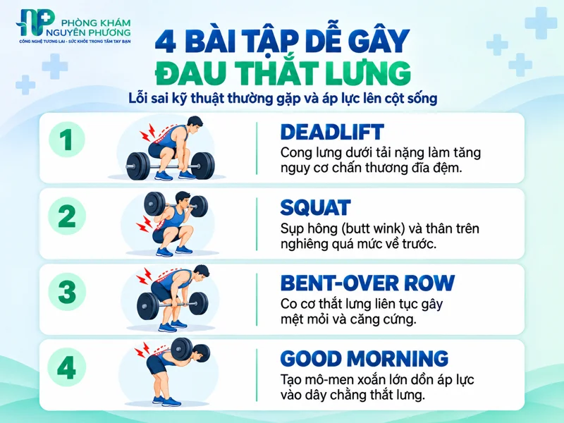 Nhóm bài tập compound dễ gây chấn thương lưng nếu sai kỹ thuật