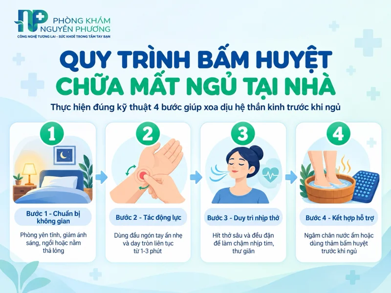 Quy trình 4 bước tự bấm huyệt chữa mất ngủ hiệu quả tại nhà