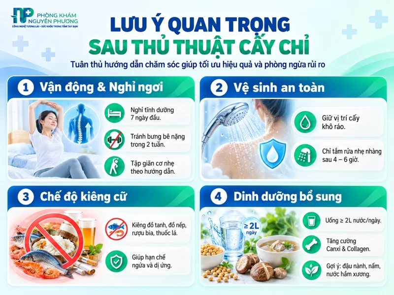 Hướng dẫn chăm sóc và sinh hoạt an toàn sau khi cấy chỉ