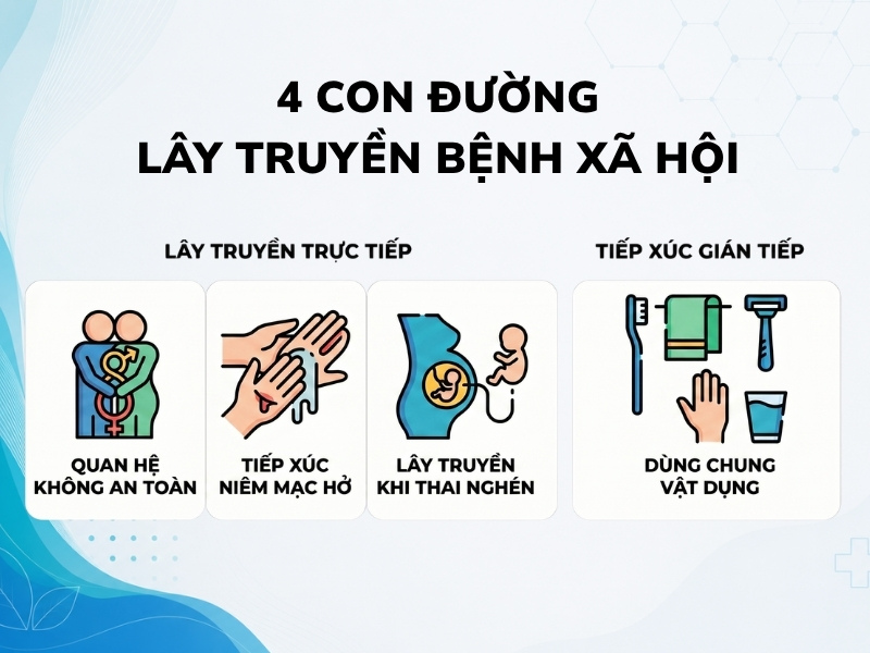 Phân loại các nhóm bệnh lây truyền qua đường tình dục theo tác nhân gây bệnh.