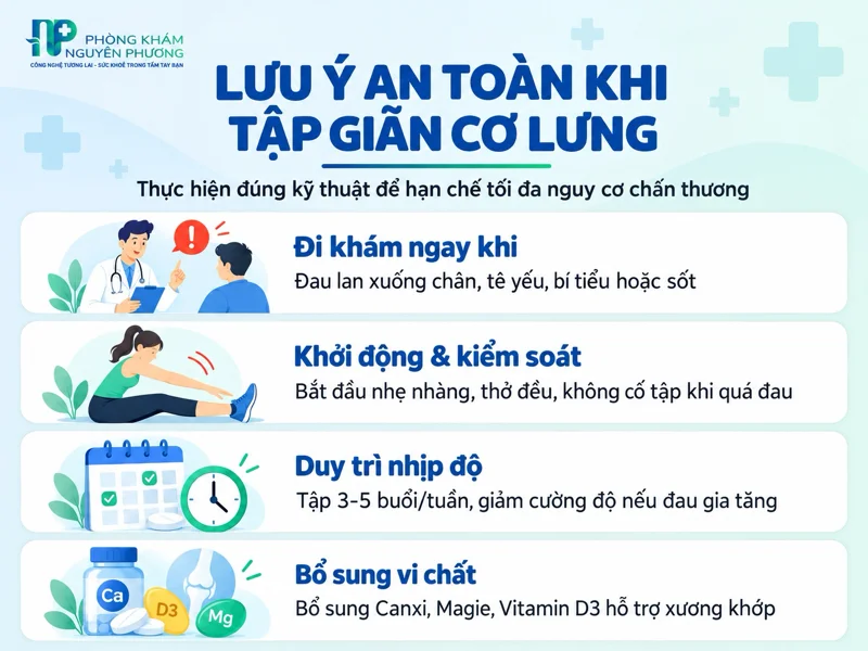 Nguyên tắc an toàn và chế độ chăm sóc cột sống khi tự tập