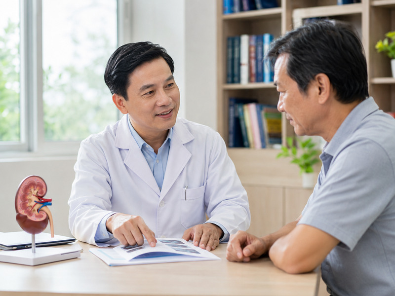 Bác sĩ tư vấn kết quả xét nghiệm thận cho người bệnh