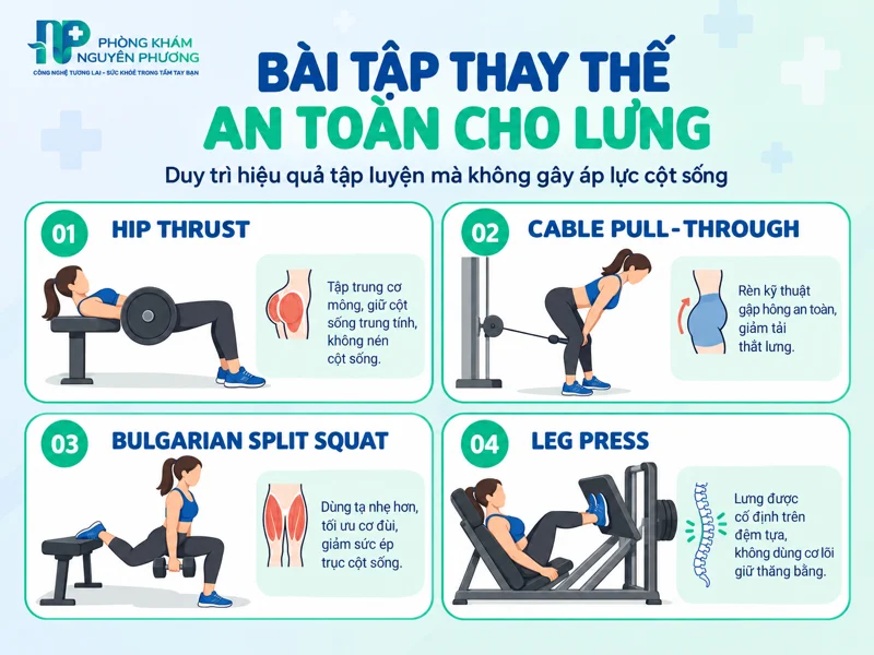 Danh sách bài tập thay thế giúp bảo vệ cột sống thắt lưng