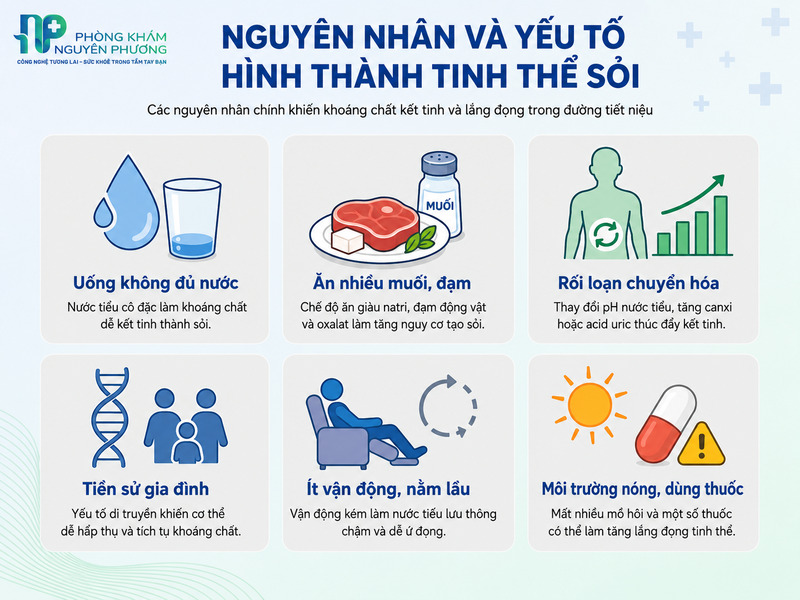 Các yếu tố phổ biến thúc đẩy quá trình kết tinh sỏi nhỏ