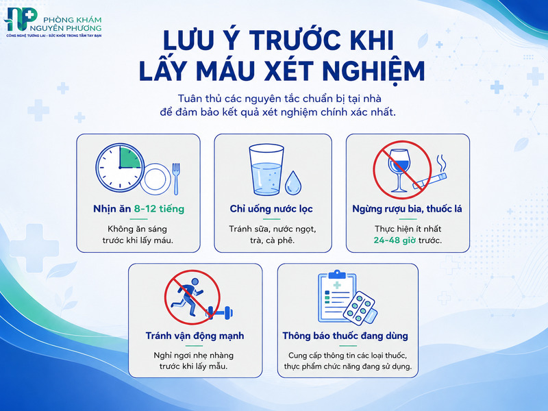 Các lưu ý quan trọng người bệnh cần thực hiện tại nhà trước khi lấy máu.