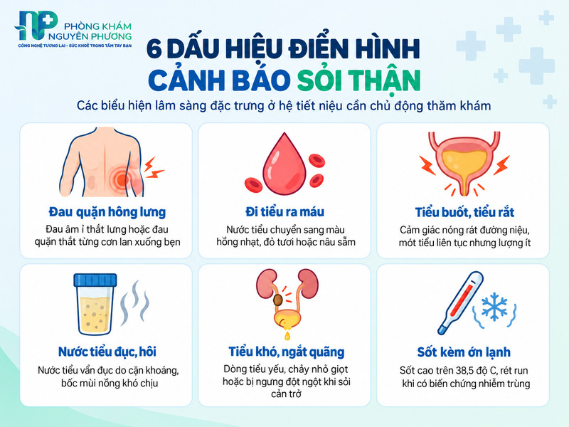 Các triệu chứng cảnh báo sỏi tiết niệu điển hình