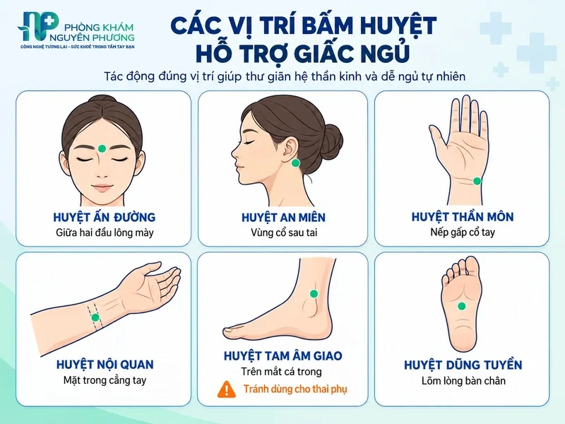 Vị trí các huyệt đạo quan trọng giúp xoa dịu thần kinh dễ ngủ