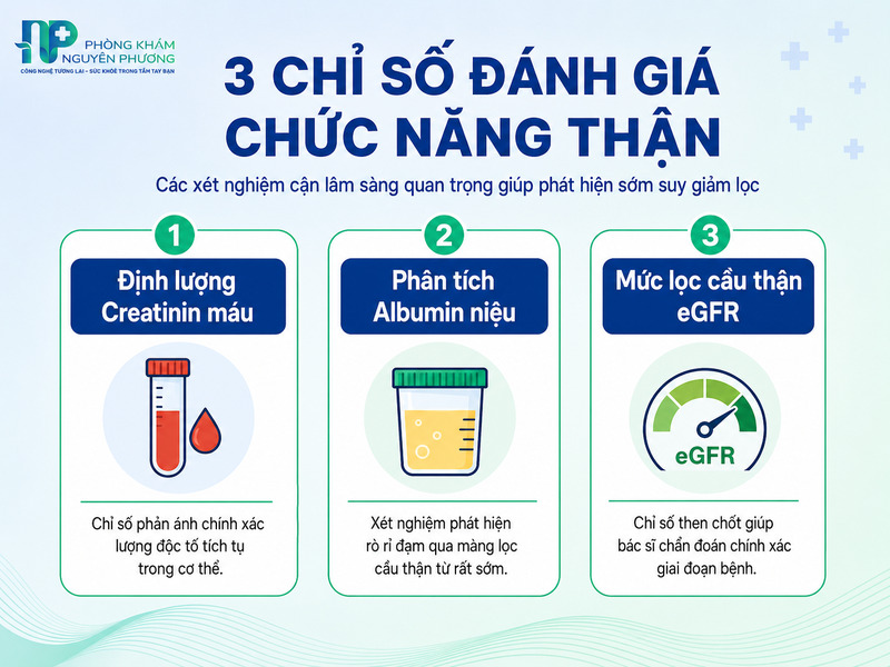 Các chỉ số xét nghiệm cận lâm sàng giúp đánh giá chức năng thận