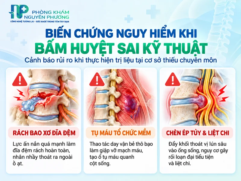 Biến chứng nguy hiểm do bấm huyệt thoát vị sai kỹ thuật