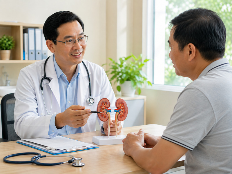 Bác sĩ tư vấn triệu chứng suy thận cho bệnh nhân tại phòng khám