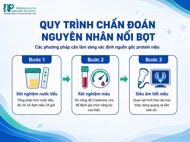 Các phương pháp cận lâm sàng giúp chẩn đoán nguyên nhân nước tiểu có bọt