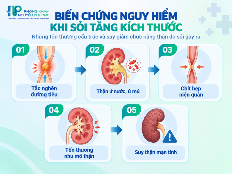 Biến chứng nguy hiểm khi sỏi tăng kích thước