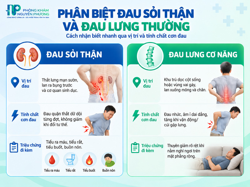 Bảng phân biệt đau sỏi thận và đau cơ xương khớp