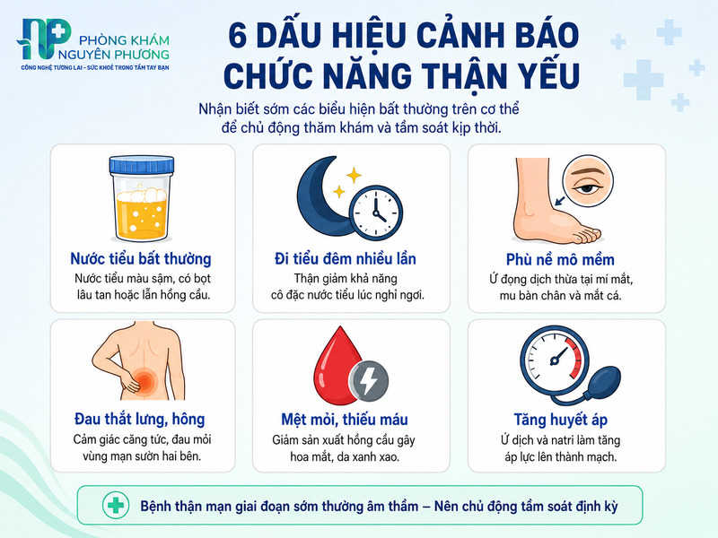 Các triệu chứng cảnh báo chức năng lọc của thận bị suy giảm
