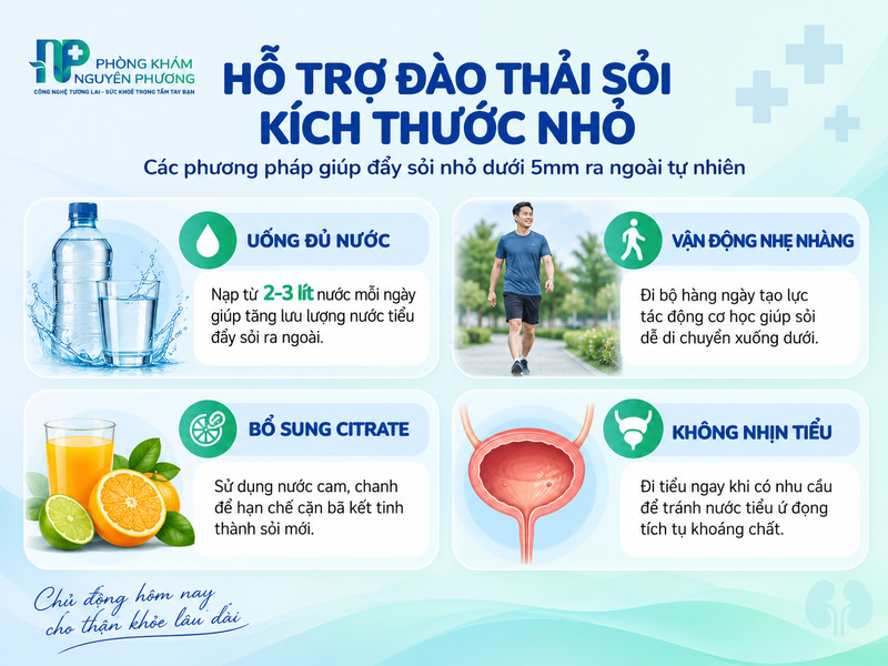 Các phương pháp giúp đẩy sỏi thận nhỏ ra ngoài an toàn
