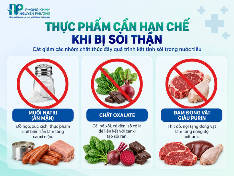 Các nhóm thực phẩm người bị sỏi thận cần hạn chế tiêu thụ