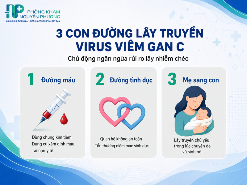 Ba con đường lây truyền chính của virus viêm gan C
