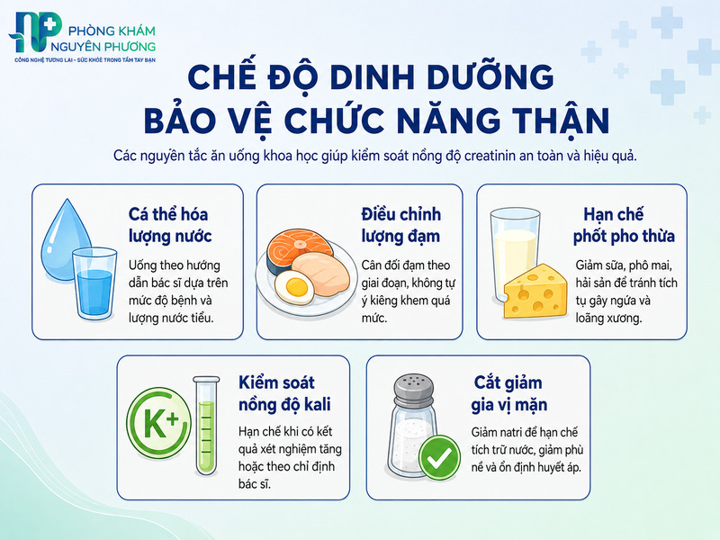 Nguyên tắc dinh dưỡng khoa học giúp kiểm soát chỉ số creatinin hiệu quả