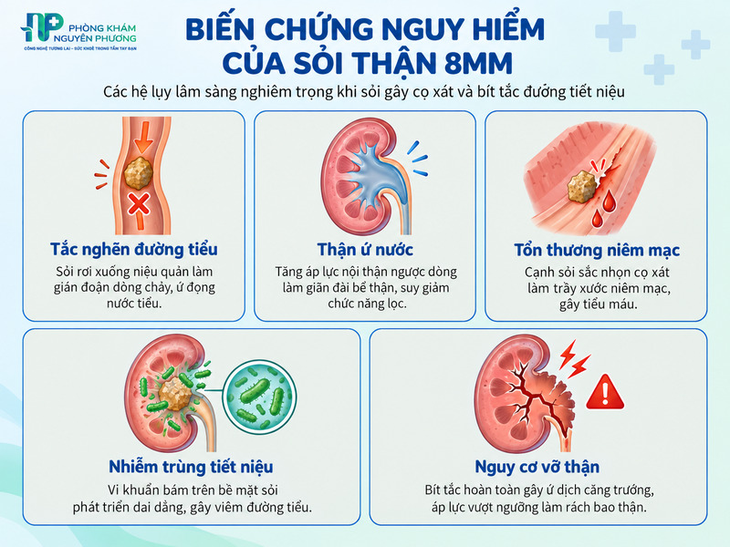 Những biến chứng nguy hiểm khi sỏi thận 8mm không được kiểm soát
