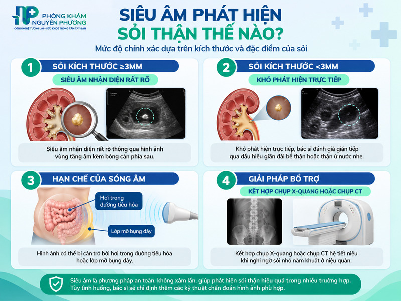 Khả năng phát hiện sỏi thận thông qua phương pháp siêu âm