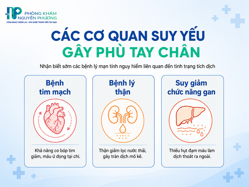 Các cơ quan bị suy giảm chức năng dẫn đến phù chi